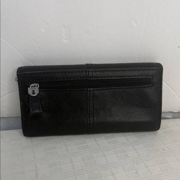 Fossil Black Pebble Leather Triple Compartments Bifold Clutch Wallet - Picture 3 of 8